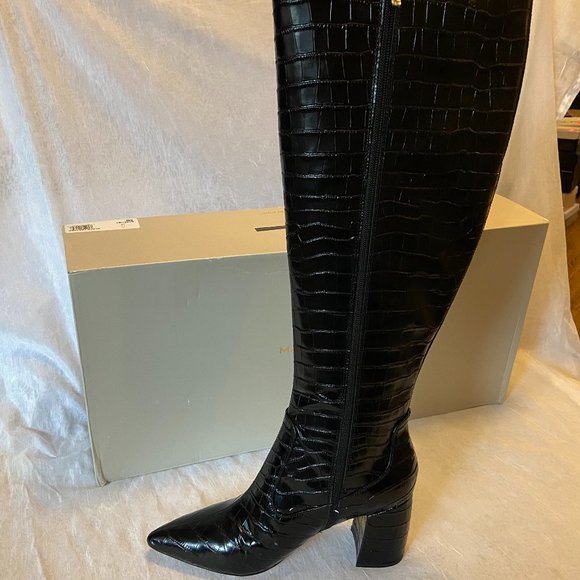 Marc Fisher Retie Knee-High Boots- Black Croco - Picture 2 of 3